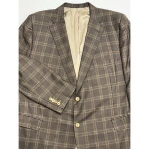 Bespoke Tom James Executive Collection Two-Tone Brown Windowpane Wool Blazer 50R